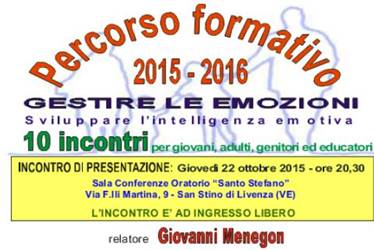 Percorso Formativo 2015-2016: GESTIRE LE EMOZIONI